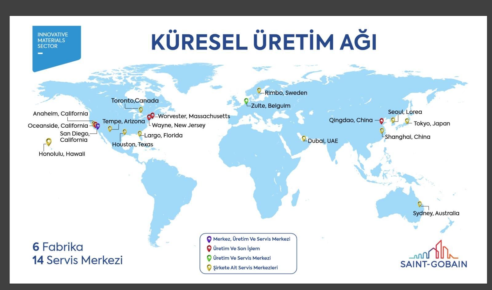 Solar Gard küresel üretim ve dağıtım ağı haritası